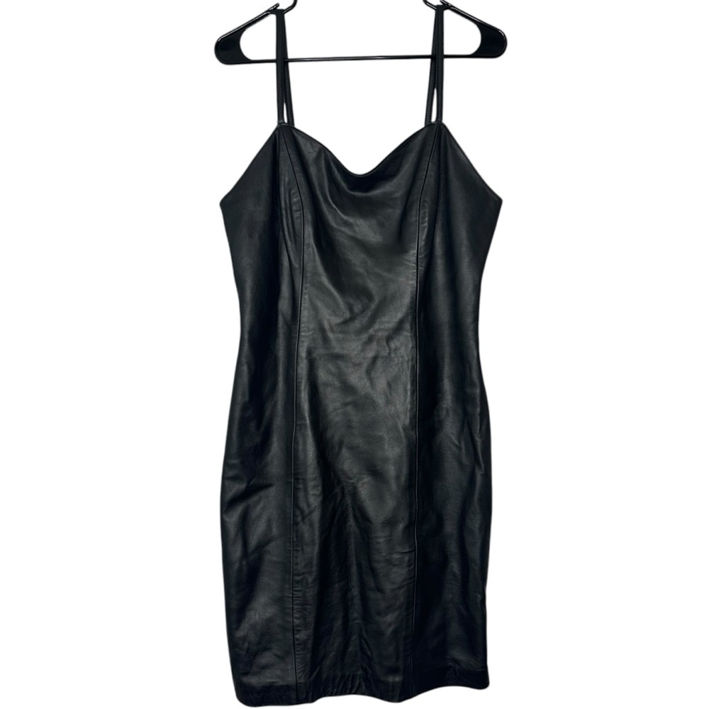 |VTG| Fitted Leather Mini Dress w/ Leather Shrug - Picture 5 of 9